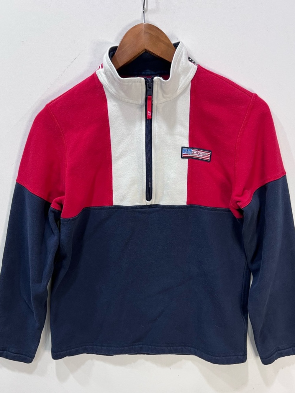 Vineyard Vines Kids Red, Navy & White Quarter-Zip Pullover